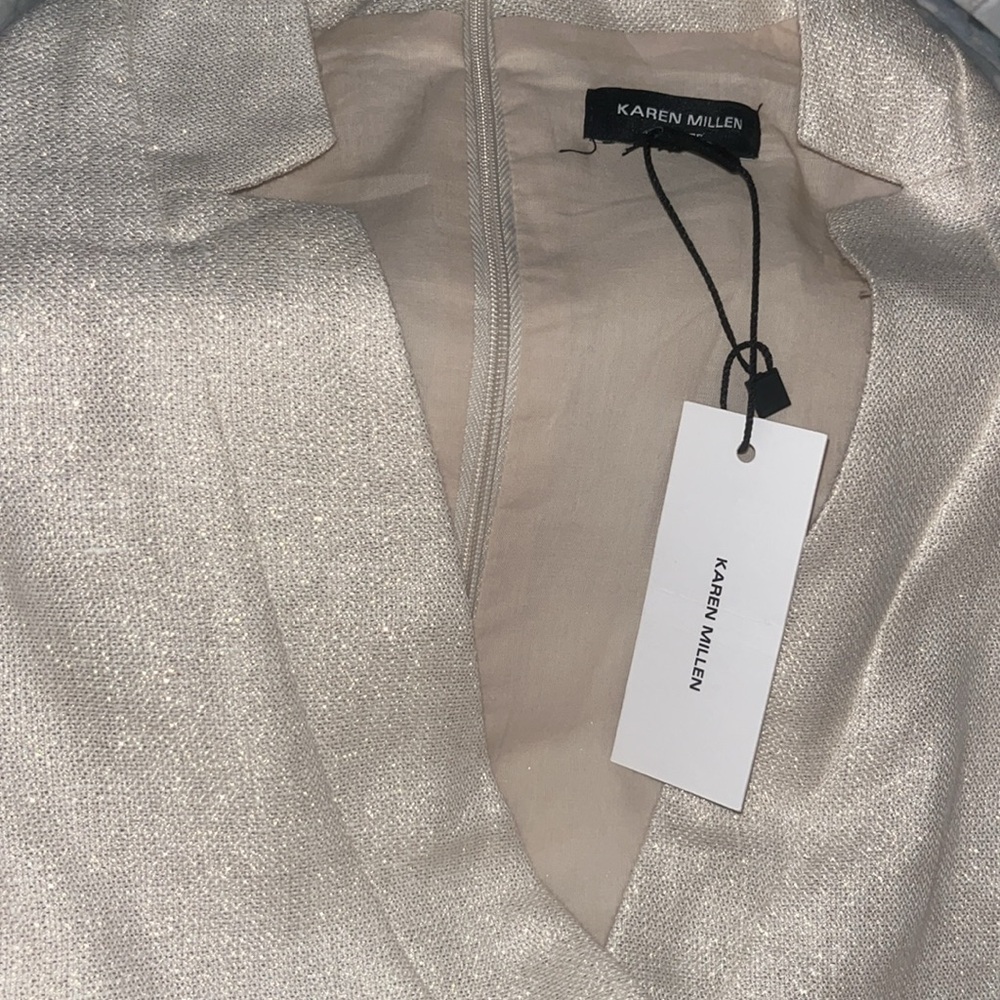 KAREN MILLEN Tailored Linen Metallic Notch Neck Maxi Dress - Picture 7 of 7